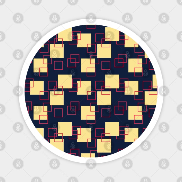 Blue and Yellow Square Seamless Pattern 015#001 Magnet by jeeneecraftz